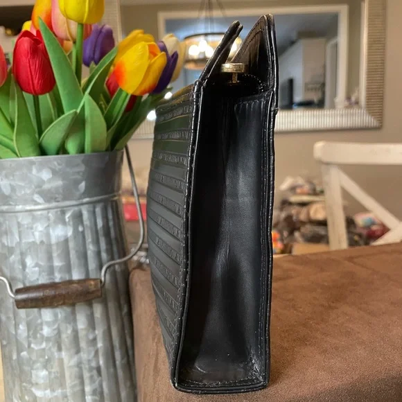 Mario Valentino Black and Gold Clutch with Elegant Wristlet